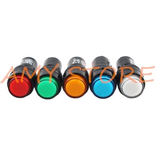 10Pcs NXD-212 2Pin RED GREEN YELLOW BLUE WHITE 12mm Mounting Mini Indicator Pilot Signal Light Lamp DC12V DC24V AC220V 380V
