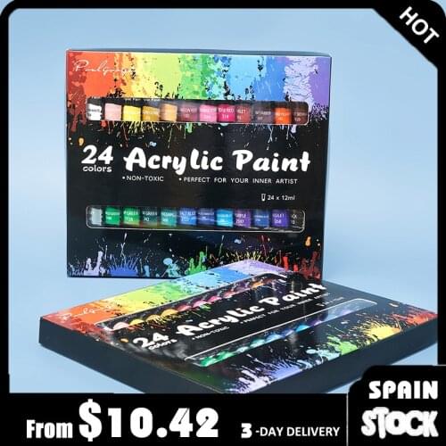 12ml Acrylic Paint Set 24 colors Acrylic Paints for painting Textile Nail fabric Glass Art Pigment Artist Supplies