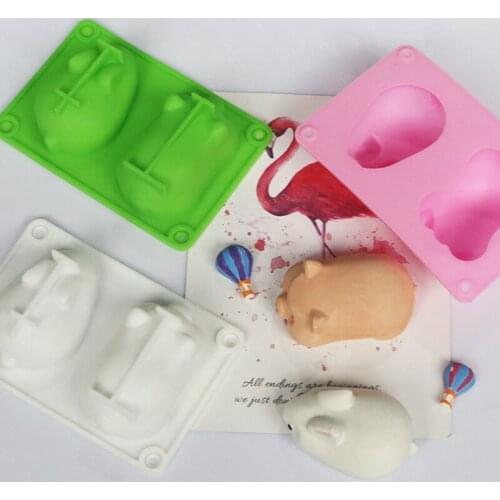 2 Cavity Rabbit Pig Silicone Cake Mold for Chocolate Mousse Bread Jelly Pudding Ice Cream Dessert Bakeware Pan Decorating Tools
