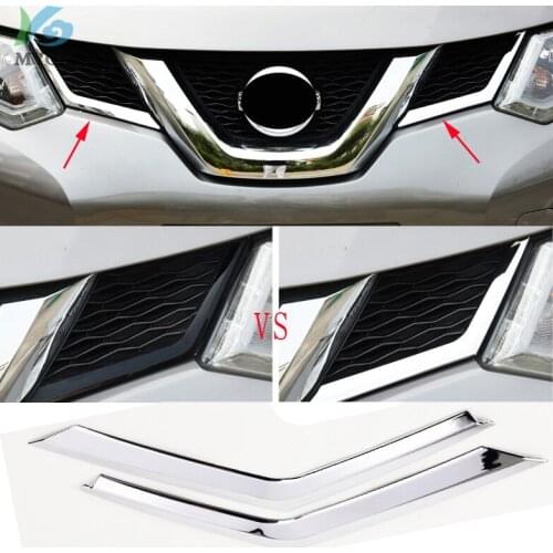 ABS chrome For Nissan X-Trail x trail T32 Rogue car 2014-2016 Front grille decoration cover trim stickers case accessories 2pcs