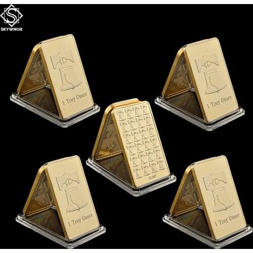 5PCS United Kingdom Replica Gold Bars Bell Fine Gold Clad Bar Bullion Collection