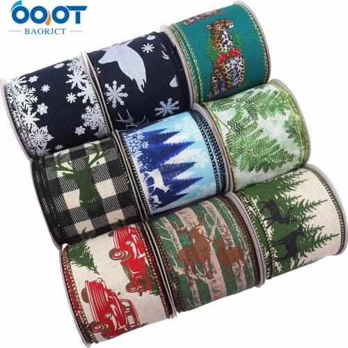 5Yards/Roll Lron Wire Edge Imitation Hemp Tacks With M-21716-1083,63MM Christmas Theme Party DIY Decoration Ribbons