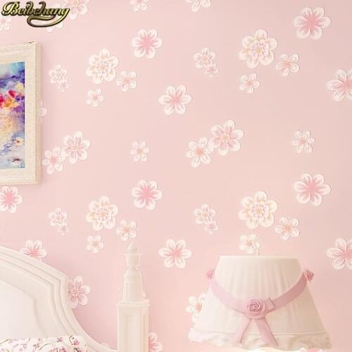 Beibehang Girl pink garden flowers 3D wallpaper non-woven wall paper childrens room princess bedroom bedroom romantic and warm