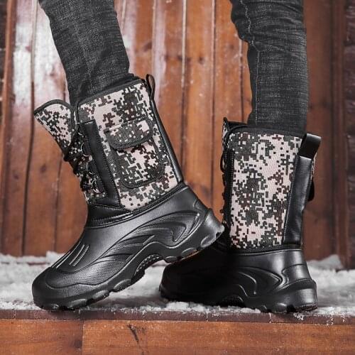 BomKinta Brand Casual Men Snow Boots Male Adult Winter New Outdoor Waterproof Winter Warm Short Plush Sneakers Men Footwear