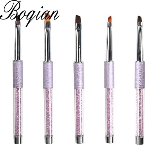 BQAN 1pcs #2#4#6#8#10 Nail Brush Art Nail Oblique Head Painting Acrylic UV Gel Polish Builder Painting Drawing Brush Tips Art