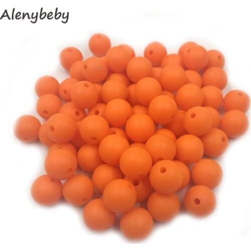 Orange Peel Color Food Grade Silicone Round Beads 12/15mm Baby Teether Necklace Toy DIY Pacifier Chain Care Baby Teether Product