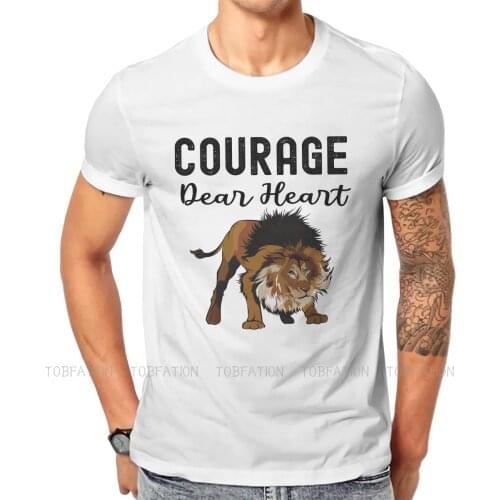 Courage Dear Heart O Neck TShirt Lion Stronge Pure Cotton Classic T Shirt Men Clothes New Design Fluffy