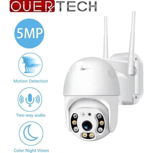 OUERTECH WIFI PTZ Camera HD 3MP/5MP Auto Tracking Wireless IP Camera Dual Light Source Night Vision Outdoor Dome Camera