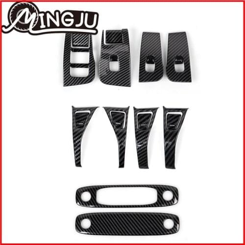 For Tesla Model 3 Car Styling Carbon Fiber steering wheel Caps cover Storage Box Window Lift Button Gear Door Panel Handle Cover