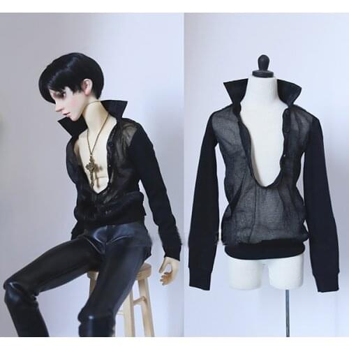 Doll shirt Black perspective jointed sleeves T-shirt for 1/3 BJD SD17 Uncle doll clothes doll accessories