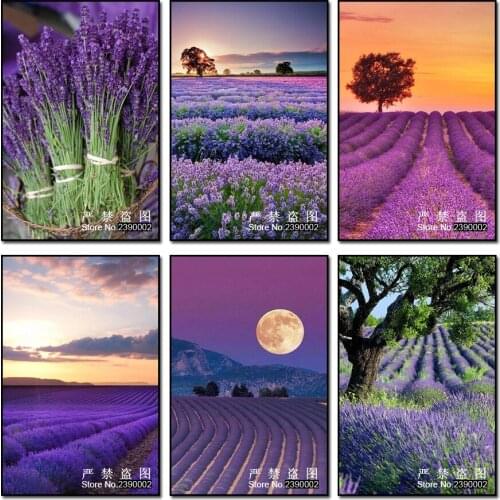 Lavender Farm Flowers Full Diamond Embroidery Needlework DIY Diamond Painting 3D Cross Stitch Landscape Rhinestones Home Decor