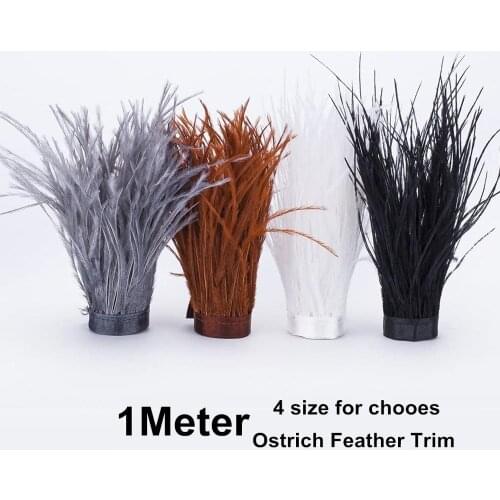 1Meter 52 Color Ostrich Feathers Trim Ribbon for Crafts Jewelry Making Wedding Dress Decoration Plume 4 Size wholesale