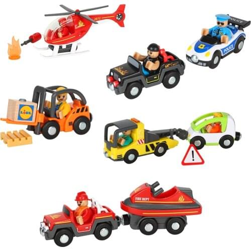 Multi-functional Magnetic Car Ambulance Car Compatible with Wooden Track