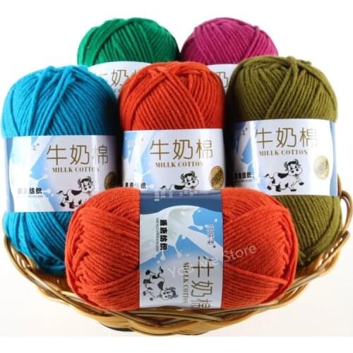 1pcs=50g Sweet Soft Cotton Baby Knitting Wool Yarn Milk Cotton Thick Yarn for Knitting Scarf Hand Knitting Crochet Yarn