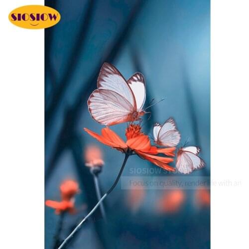New 5D DIY Canva Diamond Embroidery Butterfly 3D Diamond Painting Flower With Butterfly Wall Pictures For Living Room Decor Home