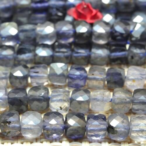 Natural Blue Iolite Faceted Cube Loose Beads Wholesale Gemstone Semi Precious Stone Bracelet Necklace Diy Jewelry Making Design
