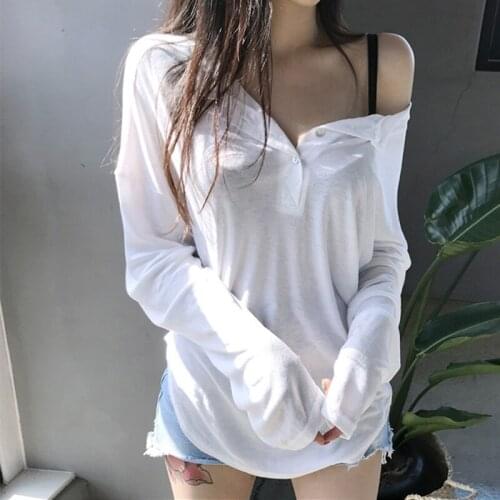 New Spring Long Sleeve Shirt Sexy Blouse Women V-neck Plus Size Loose Female Shirts Tops Solid Blouses Women Casual Blusas 12893