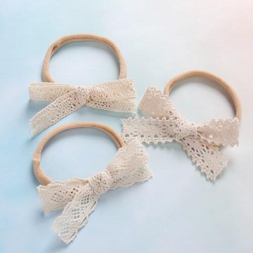 New Baby Infant Girls Bowknot Lace Nylon Headband High Elastic Children Scrunchies Baby Hair Band Hair Accessories Hair Clip