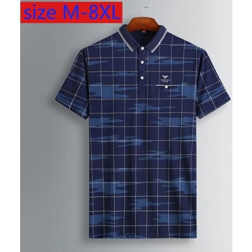 New Arrival Fashion Summer Men Youth Short Sleeve Fashion Casual Plaid Printing Knitted Men T Shirt Plus Size M-5XL 6XL 7XL 8XL