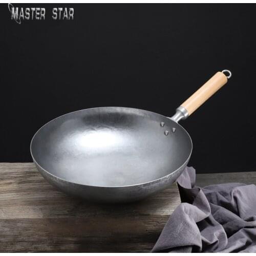 Master Star New Design Chinese Handmade Iron Wok Non-Coating Traditional Pot Non-Stick Gas Cookware High Quality Hot Sale
