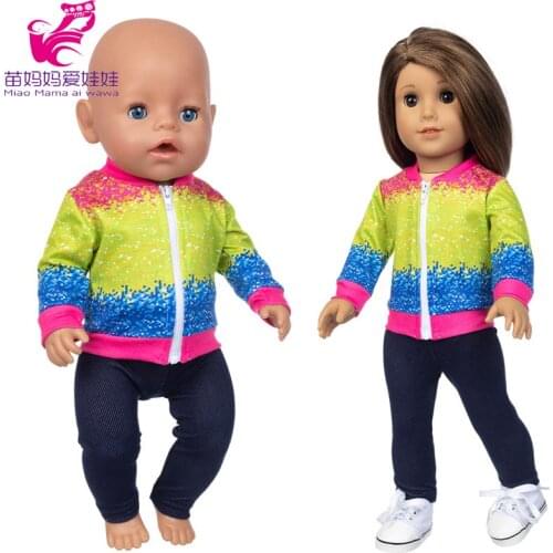 Baby Doll Clothes Rainbow Coat 18 Inch Girls Doll Outfits Jeans pants Coat Baby Girl Gifts