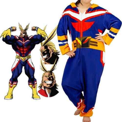 Adult Unisex Cartoon Pajamas Anime My Hero Academia All Might Cosplay Bathrobe Flannel Jumpsuit anime cosplay costumes