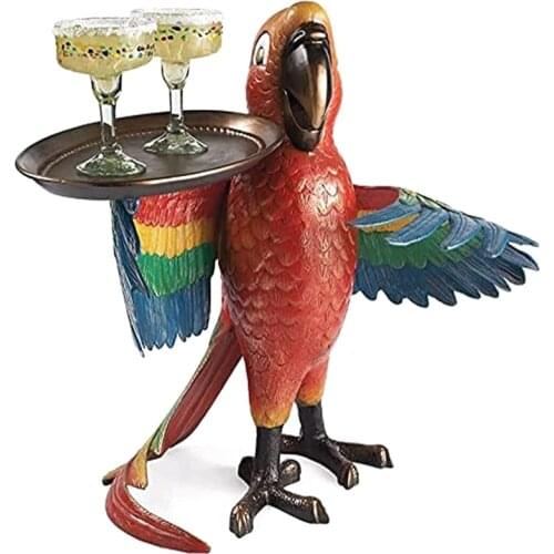 Parrot Butler,Parrot Statue Tray, Animal Side Table Sculptures Patio Table Furniture Resin Statues Table Sculptures