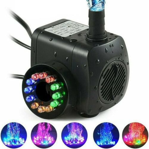 16W LED Submersible Water Pumps With 12 LED Diving Light For Aquarium Fish Tank Garden Pond Statuary Outdoor Fountain Pump