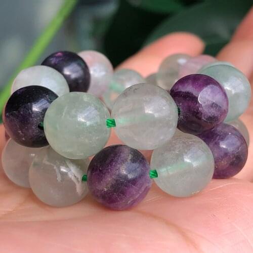 Natural Stone Colorful Fluorite Quartz Round Loose Beads For Jewelry Making DIY Bracelet Necklace Accessories 15'' 4/6/8/10/12mm