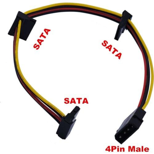 PC Hard Drive 4Pin Male IDE Molex 1 to 3 SATA Female 15Pin Splitter Adapter Converter Power Supply Cable 3xSATA to 4Pin 18AWG 30