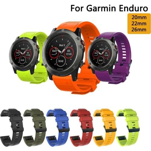 Sport Silicone Watchband Strap for Garmin Fenix 6X 6 6S Pro 5X 5 5S Plus 3HR Easy Fit Quick Release Wirststrap for Garmin Enduro