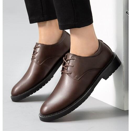 Luxury Pointed Toe Casual Leather Shoes Mens Fashion Lace Up Business Dress Oxfords Solid Wedding Office Males Flats Man