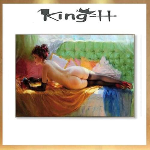 Hand-painted Nude Girls Oil Painting on Canvas Poster Wall Art Portrait Picture For Living Room Home Decoration