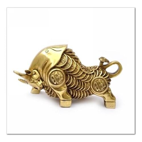 A copper cattle Wang Feng shui ornaments handi product decoration furnishings Zhaocai enrichment giftroom Art Statue
