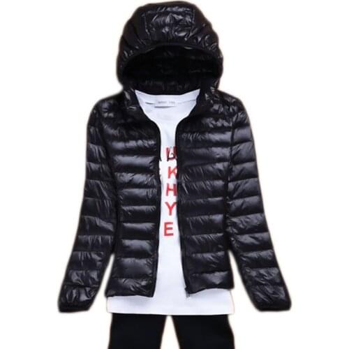 WSYORE Plus Size Ultra Light Down Jacket Autumn Winter Thin Hooded Jacket Women Duck Down Coat Jacket Short Down Jacket NS786