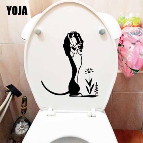 YOJA 19.9X23.1CM Cartoon Dachshund Breed Dog Puppy Pet Funny Wall Sticker Toilet Decal Home Decor Mural Art T5-1675