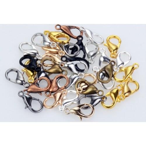 12mm 50pcs Lobster Clasps Hooks Gold/Rhodium/Silver For Jewelry Making Necklace Bracelet DIY Jewelry Findings