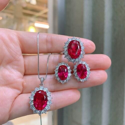 QTT 925 Sterling Silver Elegant Oval AAA Cubic Zirconia CZ Crystal Necklace Earring Ring Wedding Bridal Jewelry Set