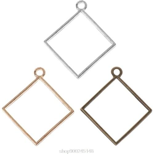 10Pcs Square Pendant Resin Frame Open Back Bezel Setting UV Resin Jewelry DIY D03 20 Dropshipping