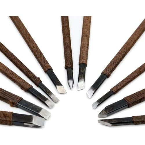 11PCS/Set Stone Carving Knife Manganese Steel Seal Cutting Knife Hand Engraving Knife Carving Chisels Kits