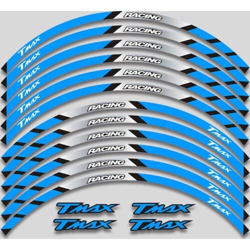 A set of 12pcs high quality motorcycle wheel decals waterproof Reflective stickers rim stripes FIT For Yamaha TMAX 500 530 15