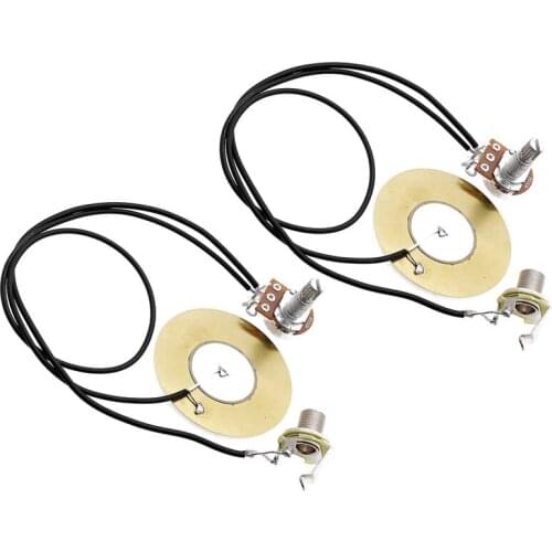 2Pcs 50MM Guitar Pickup Piezo Transducer Prewired Amplifier with 6.35MM Output Jack for Acoustic Guitar Ukulele Cigar Box Guitar