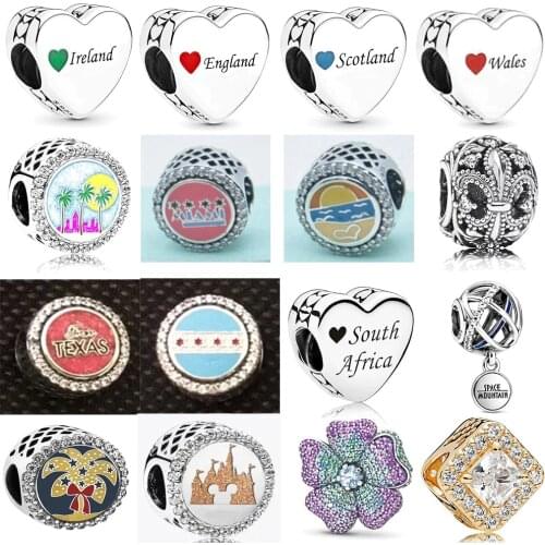 2019 NEW 100% 925 Sterling Silver Heart Shaped Letters Summer Beach Charm Fit DIY Women Bracelet Fashion Original Jewelry Gift