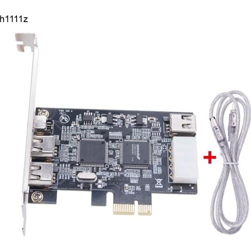 4 Ports 1394A Expansion Card PCI-E 1X to IEEE 1394 DV Video Adapter 1x 4Pin 3x 6Pin 1394 Controller Firewire Card for Desktop PC