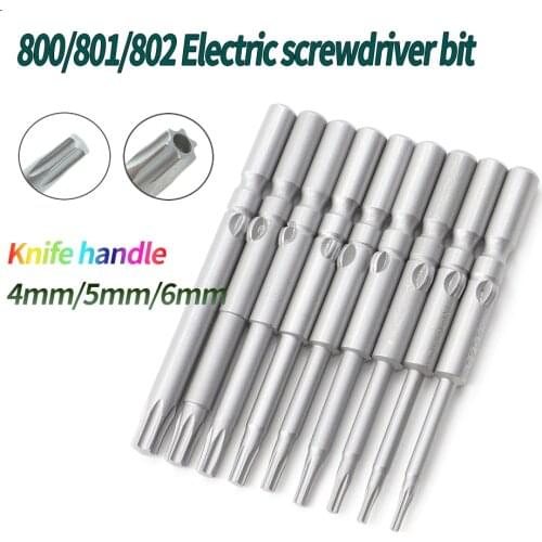 9pcs 60mm/100mm long Torx screwdriver bit 800/801/802 electric screwdriver bit 4mm/5mm/6mm handle Screwdriver accessories