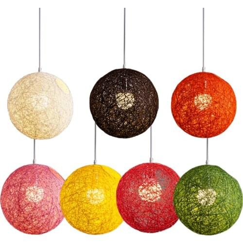 Promotion! Bamboo, Rattan And Hemp Ball Chandelier Individual Creativity Spherical Rattan Nest Lampshade