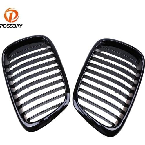 POSSBAY Car-styling Gloss Black Kidney Grilles Grill Decoration for BMW 5-Series 523i/525d/525i E39 Touring 1997-2004 Grill Vent