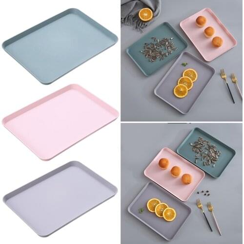 Large Plastic Fast Food Drinks Snack Lap Serving Trays Fast Food Tray Rectangle Bread Food Plate Fruit Cake Platter Storage Tray