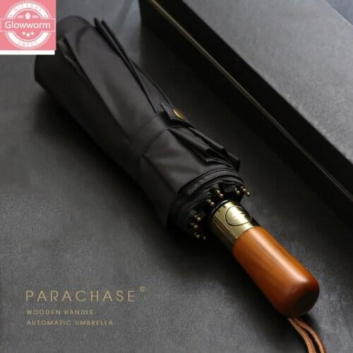 Big Umbrella Men Business Style 115cm ombrello automatico pioggia doppio strato 10K ombrelli da Golf grandi antivento in legno