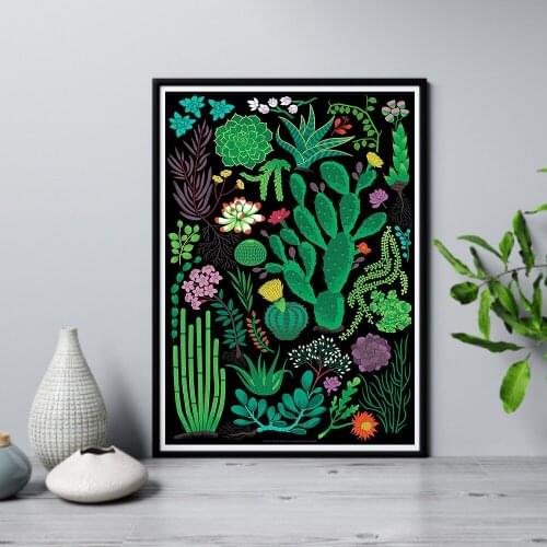 Cactus Flowers Poster Plants Succulents Posters and Prints Botanical Wall Art Educational Wall Pictures Home Decoration Decor